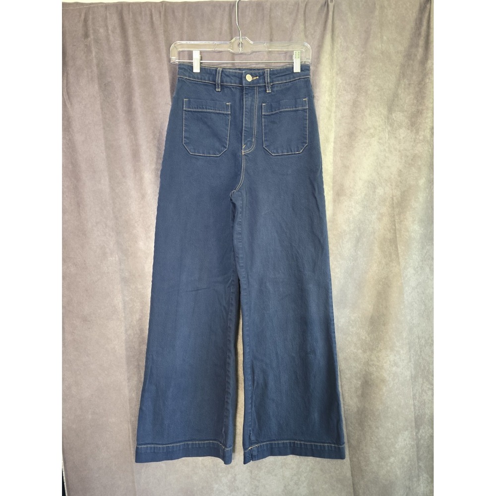 Rolla's Sailor Blue Wide Leg Jeans Sz 27/9 High Rise Stretch Boho Hippie